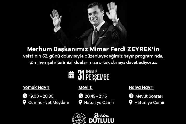 Büyükşehir Belediyesi’nden Merhum Başkan Ferdi Zeyrek için Anma Programı