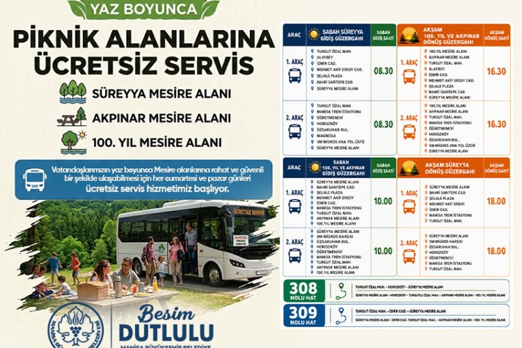Büyükşehir’den Hafta Sonu Seferberliği:  Mesire Alanlarına Ücretsiz Ulaşım Başlıyor