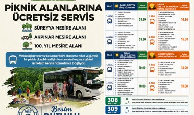 Büyükşehir’den Hafta Sonu Seferberliği:  Mesire Alanlarına Ücretsiz Ulaşım Başlıyor